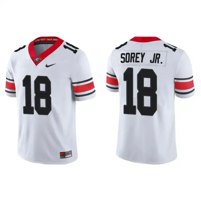 Men's Georgia Bulldogs #18 Xavian Sorey Jr. Alternate White College Game Football Jersey 2410VGDR8