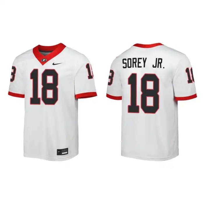 Men's Georgia Bulldogs #18 Xavian Sorey Jr. Away White College Game Football Jersey 2410PBYH6