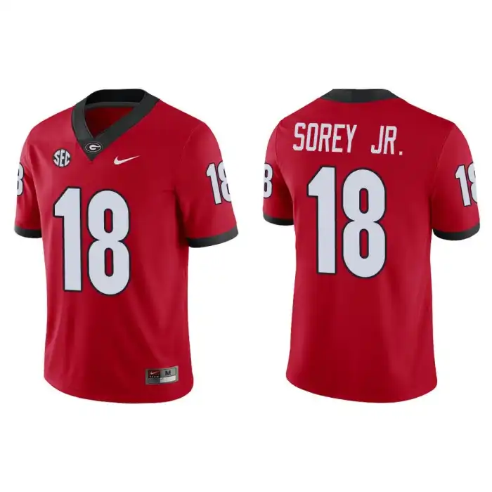 Men's Georgia Bulldogs #18 Xavian Sorey Jr. Game College Red Football Jersey 2410UFWT3