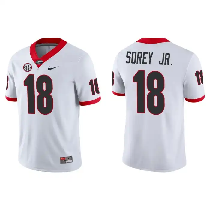 Men's Georgia Bulldogs #18 Xavian Sorey Jr. Game College White Football Jersey 2410YKLJ1