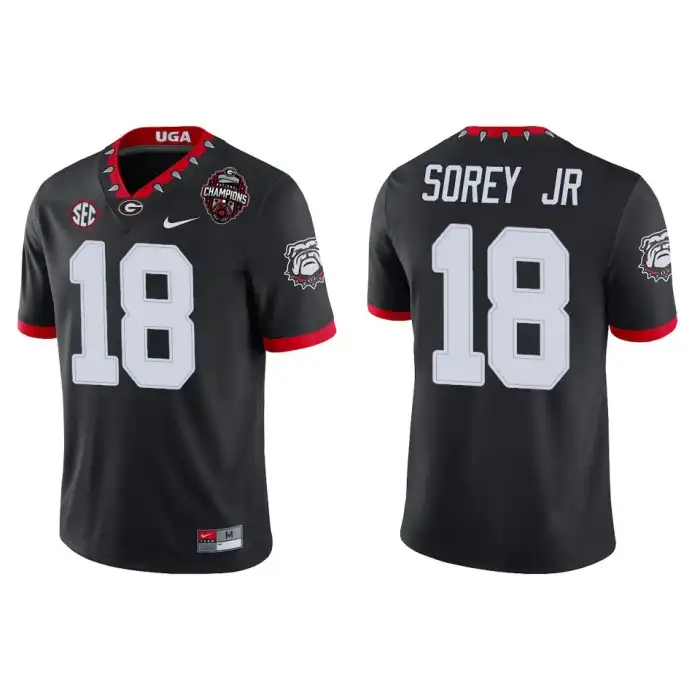 Men's Georgia Bulldogs #18 Xavian Sorey Jr. Playoff Game College 2022 National Champions Black Football Jersey 2410LOMN5