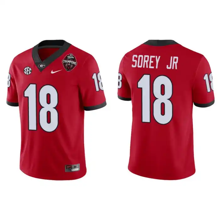 Men's Georgia Bulldogs #18 Xavian Sorey Jr. Playoff Game College 2022 National Champions Red Football Jersey 2410VUNX8