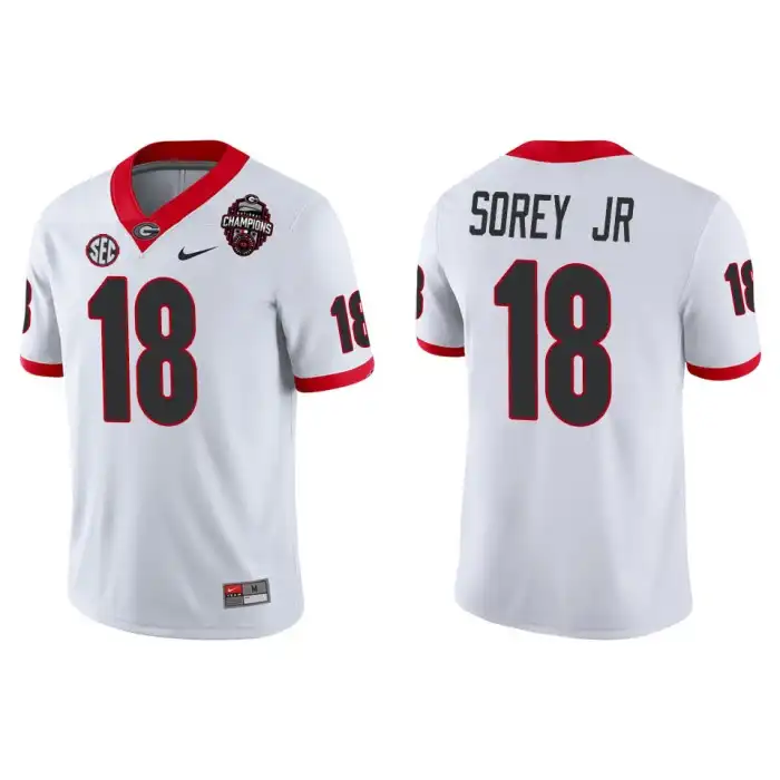 Men's Georgia Bulldogs #18 Xavian Sorey Jr. Playoff Game College 2022 National Champions White Football Jersey 2410TFMM2