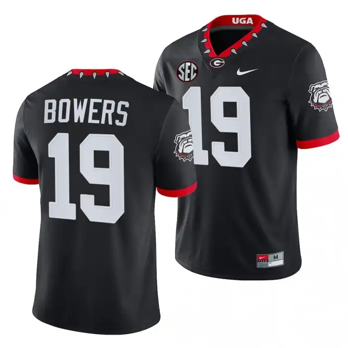 Men's Georgia Bulldogs #19 Brock Bowers 2021-22 100th Anniversary Black College Mascot Game Football Jersey 2410BWRO2