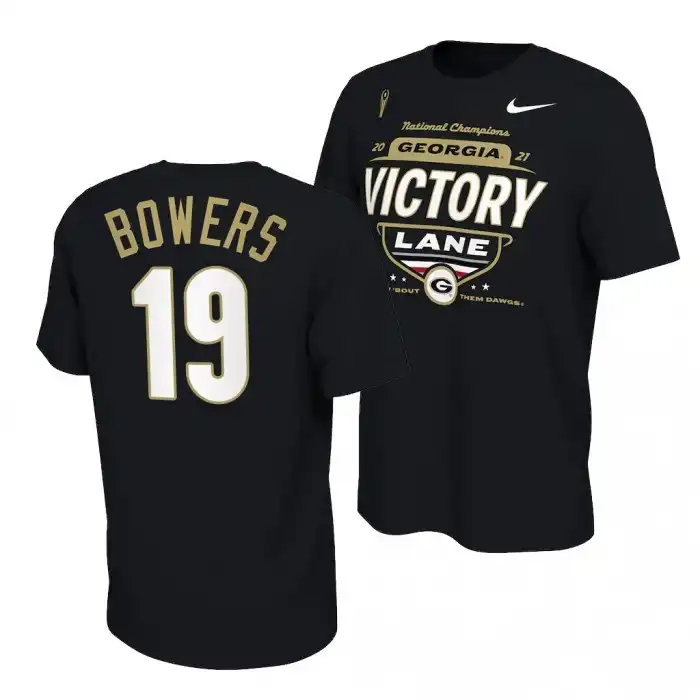 Men's Georgia Bulldogs #19 Brock Bowers 2021 National Champions Black College CFP Locker Room Football T-Shirt 2410BWOL3