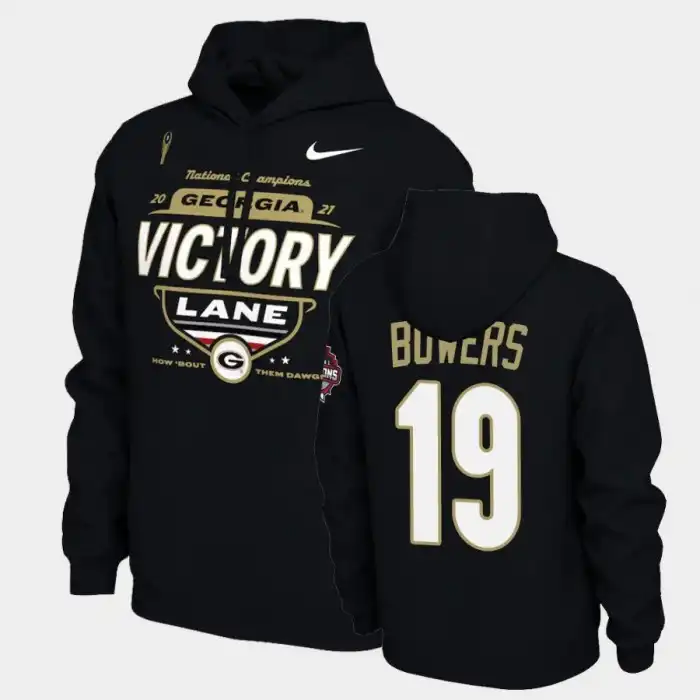 Men's Georgia Bulldogs #19 Brock Bowers 2021 National Champions College Black Football Hoodie 2410BVCI8