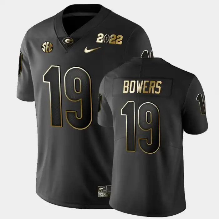 Men's Georgia Bulldogs #19 Brock Bowers 2021 National Champions College Golden Black Football Jersey 2410NXII5