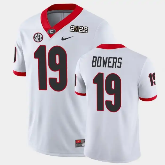 Men's Georgia Bulldogs #19 Brock Bowers 2021 National Champions White College Game Football Jersey 2410ZVRS8