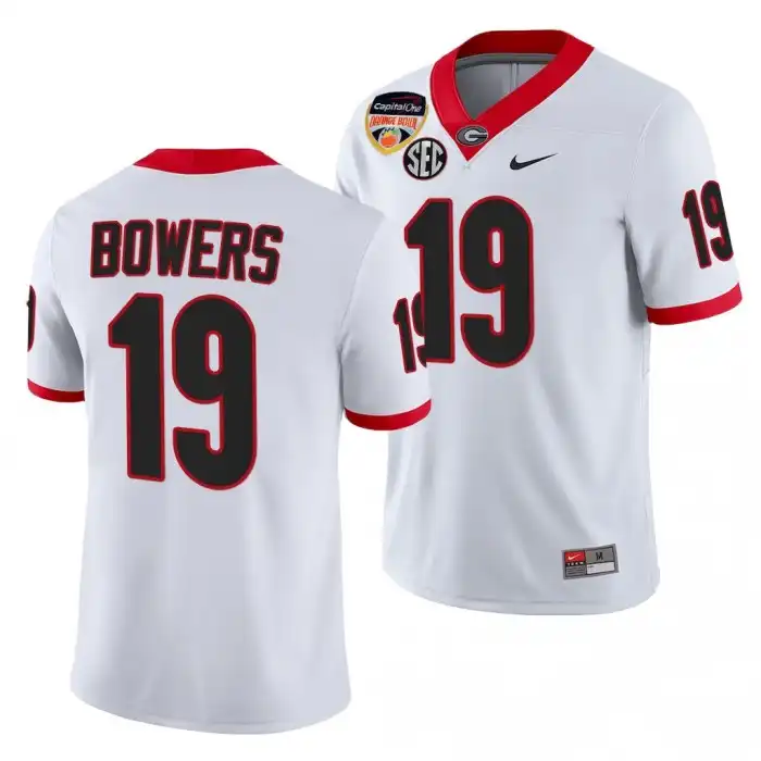 Men's Georgia Bulldogs #19 Brock Bowers 2021 Orange Bowl 100th Anniversary College White Football Jersey 2410FSCO7