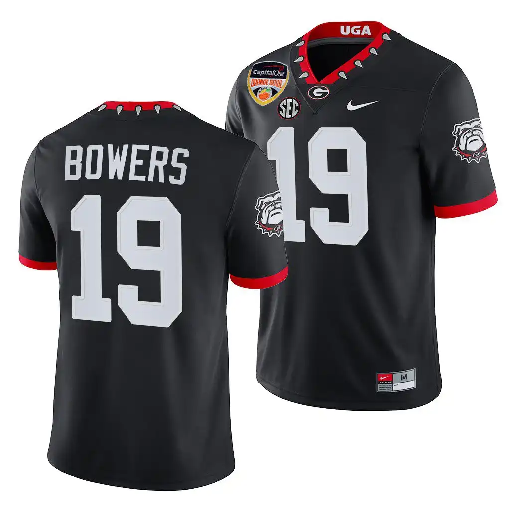 Men's Georgia Bulldogs #19 Brock Bowers 2021 Orange Bowl Playoff College Black Football Jersey 2410BRQC7