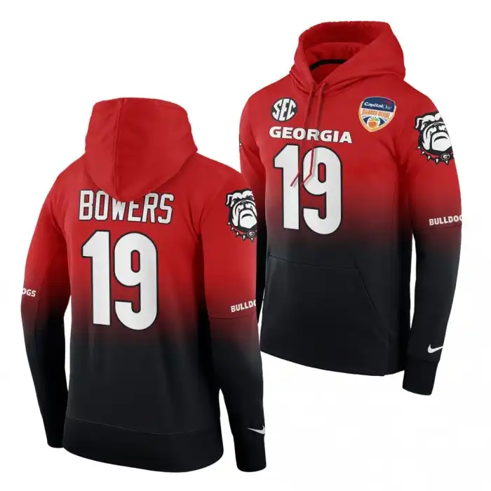 Men's Georgia Bulldogs #19 Brock Bowers 2021 Orange Bowl Red College Black Color Crash Football Hoodie 2410YINY7