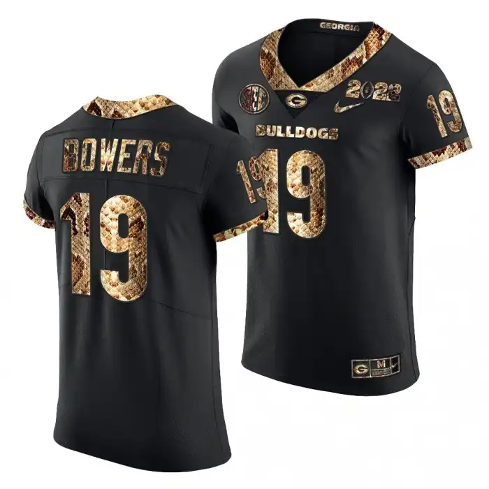 Men's Georgia Bulldogs #19 Brock Bowers 2022 Black Python Skin College Playoff Football Jersey 2410VYQP4