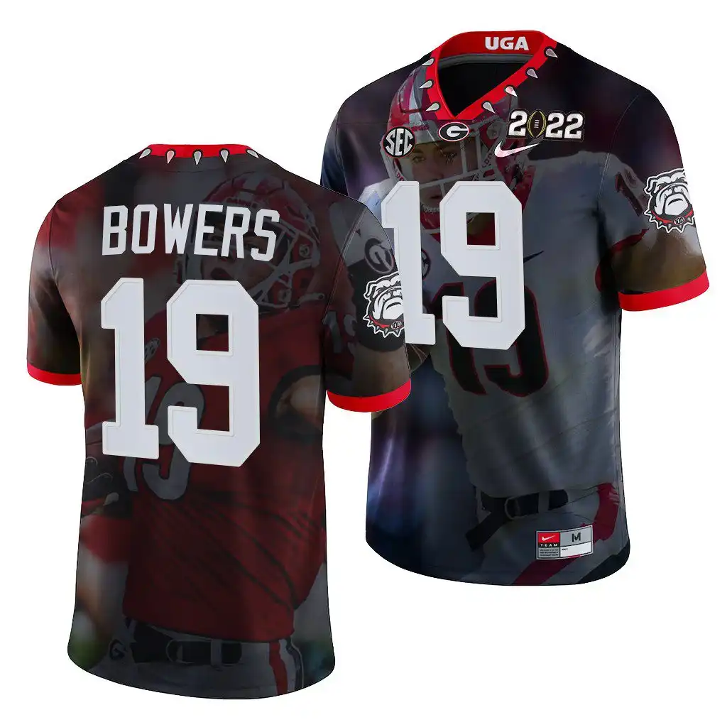 Men's Georgia Bulldogs #19 Brock Bowers 2022 National Champions Black College hip Decisive Highlights Football Jersey 2410MOAV8