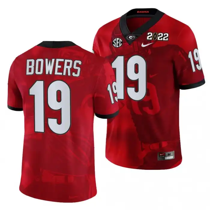 Men's Georgia Bulldogs #19 Brock Bowers 2022 National Champions Decisive Highlights College hip Red Football Jersey 2410BCPZ4