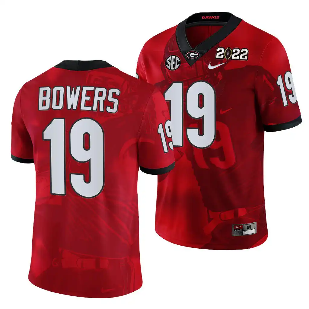 Men's Georgia Bulldogs #19 Brock Bowers 2022 National Champions Red College hip Decisive Highlights Football Jersey 2410NTLM4