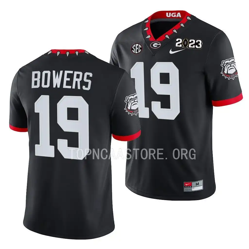 Men's Georgia Bulldogs #19 Brock Bowers 2023 National Championship Playoff College Black Football Jersey 2410AYLT8