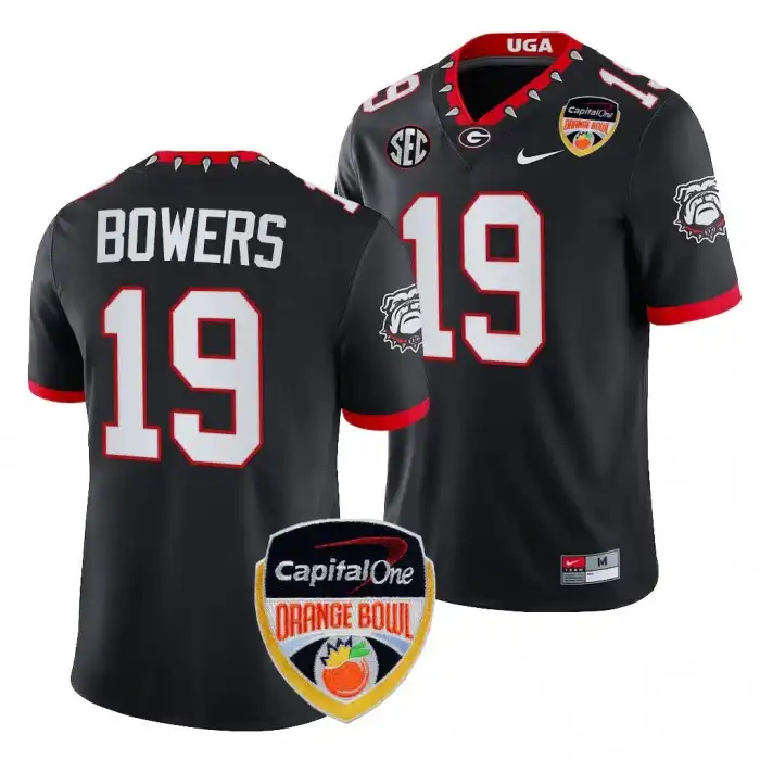 Men's Georgia Bulldogs #19 Brock Bowers 2023 Orange Bowl Playoff College Black Football Jersey 2410FYSY6