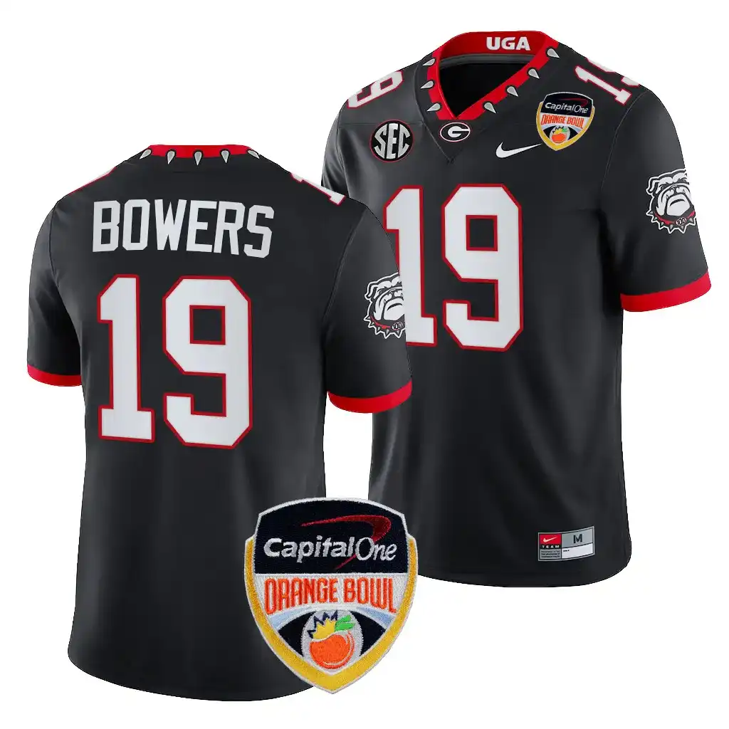 Men's Georgia Bulldogs #19 Brock Bowers 2023 Orange Bowl Playoff College Black Football Jersey 2410RWVD0