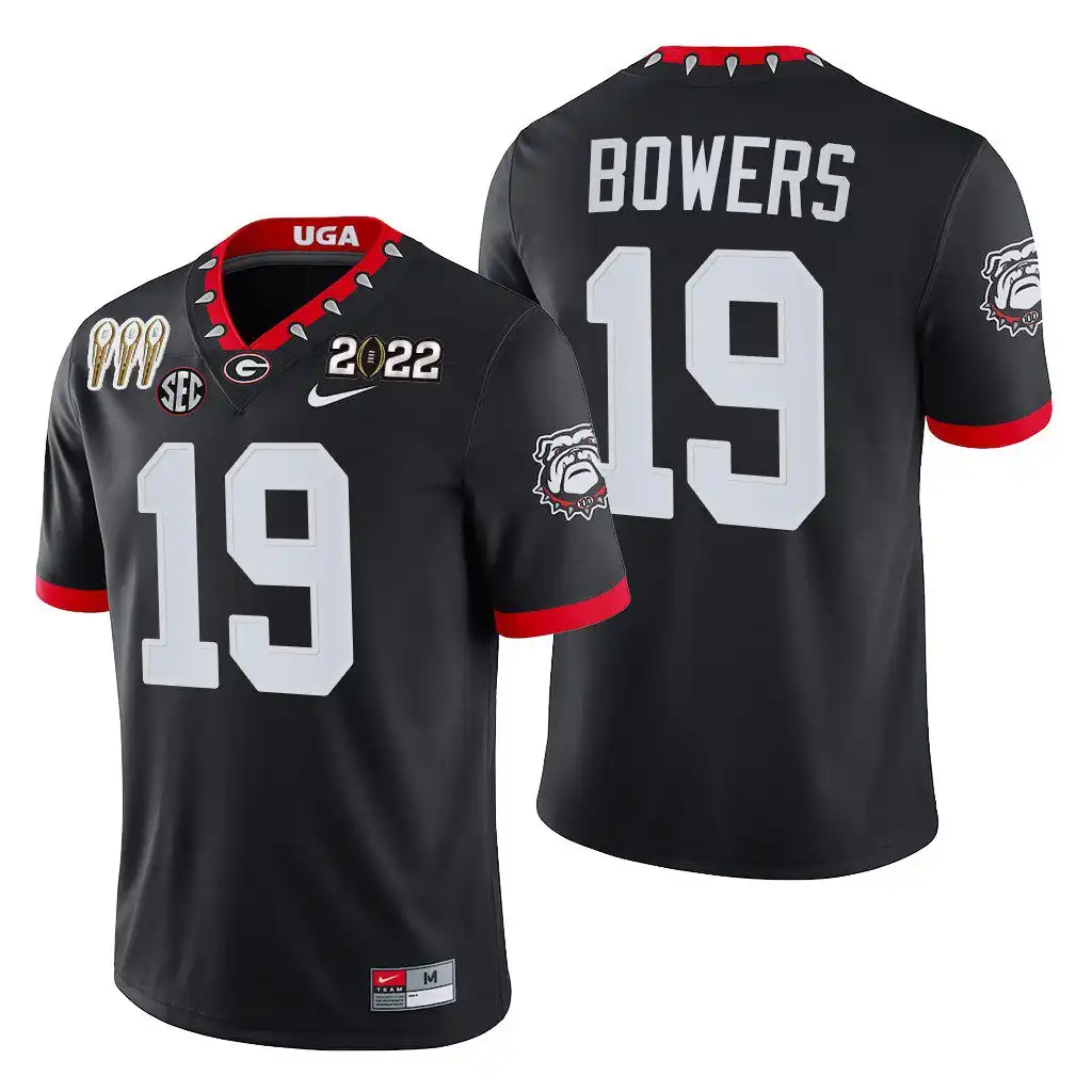 Men's Georgia Bulldogs #19 Brock Bowers 3-Times National Champions Alternate College CFP Black Football Jersey 2410GNGN0