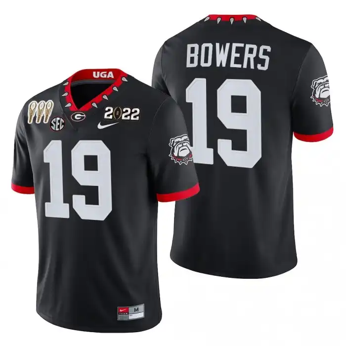 Men's Georgia Bulldogs #19 Brock Bowers 3-Times National Champions Alternate College CFP Black Football Jersey 2410ZXTA4