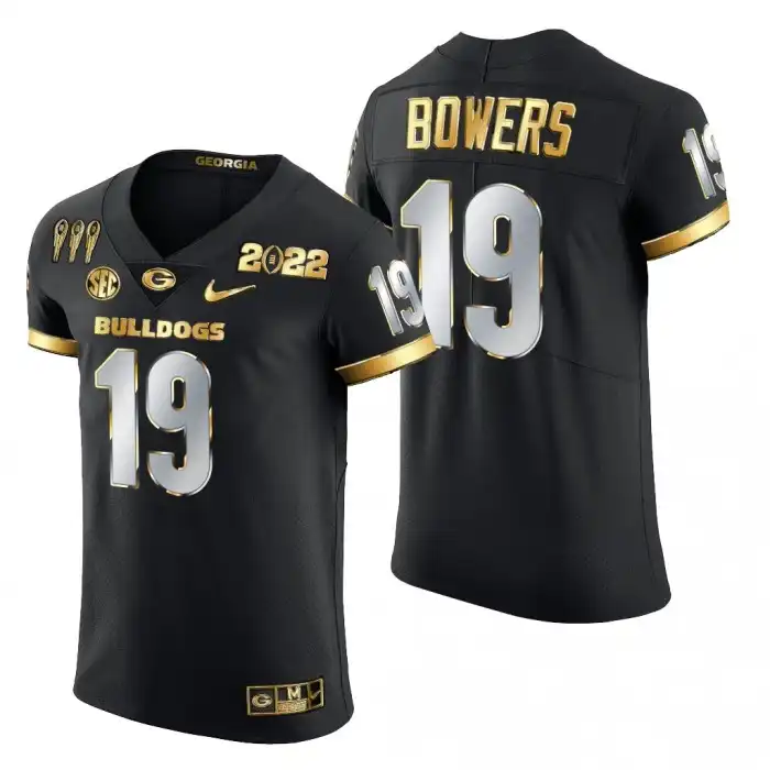 Men's Georgia Bulldogs #19 Brock Bowers Black CFP College 3X National Champions Football Jersey 2410EMHQ1