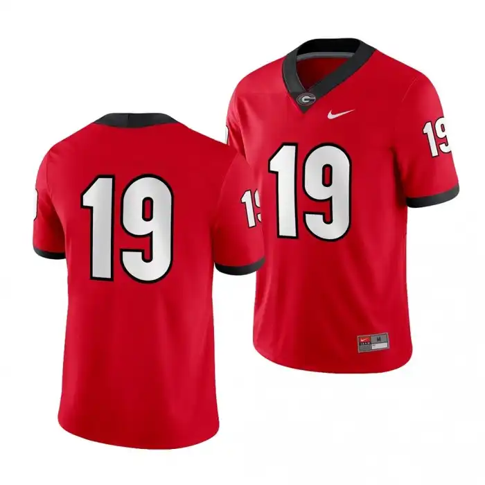 Men's Georgia Bulldogs #19 Number Red College Game Football Jersey 2410HDKP7