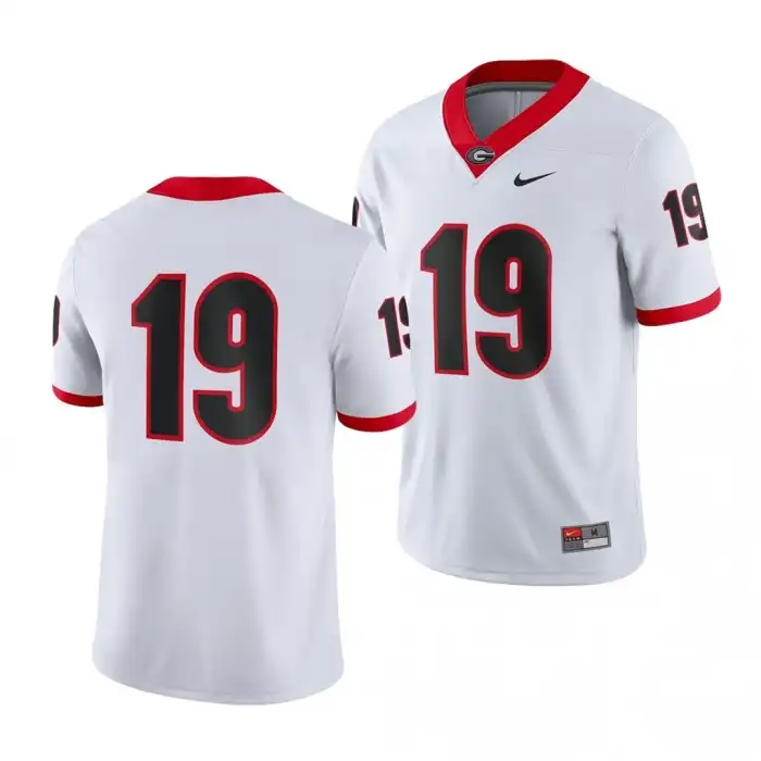 Men's Georgia Bulldogs #19 Number White College Game Football Jersey 2410KJRU3