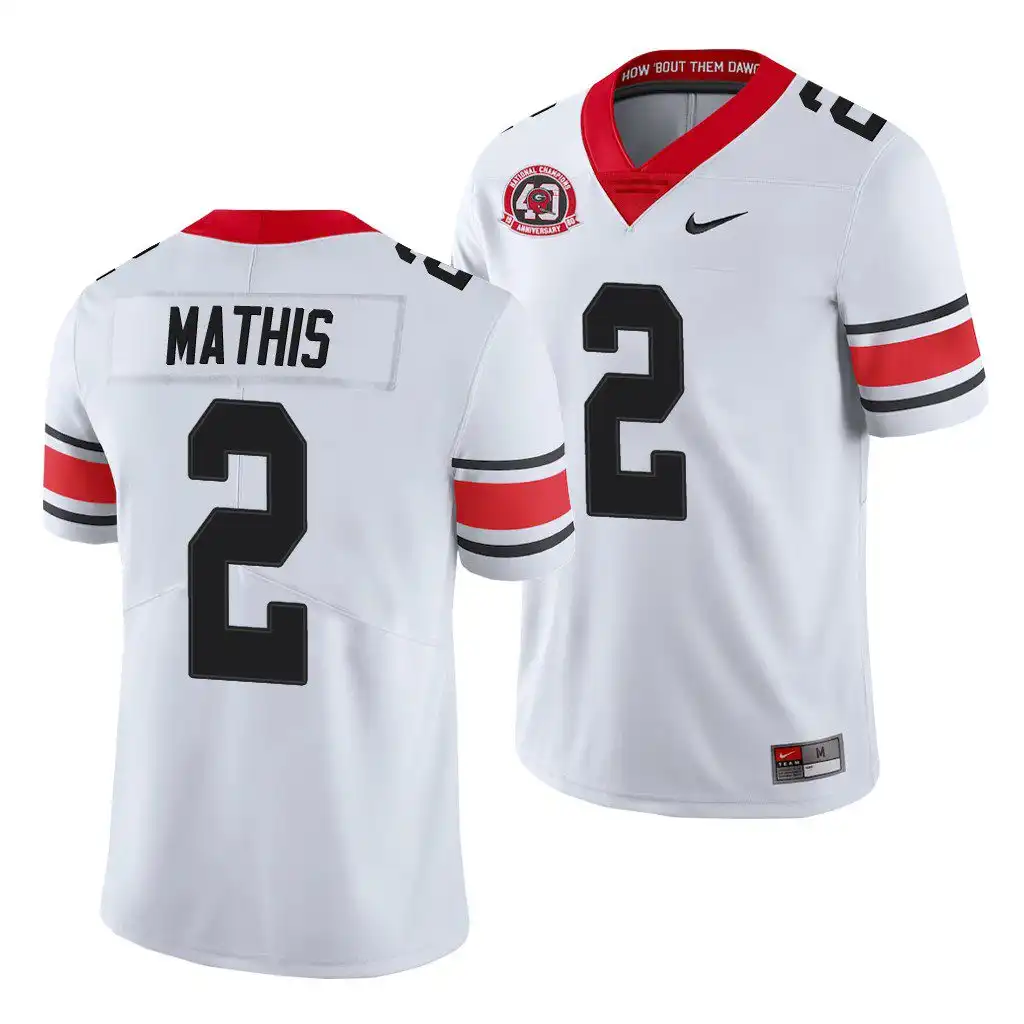 Men's Georgia Bulldogs #2 D'Wan Mathis White Alternate College 40th Anniversary Football Jersey 2410IUNY5