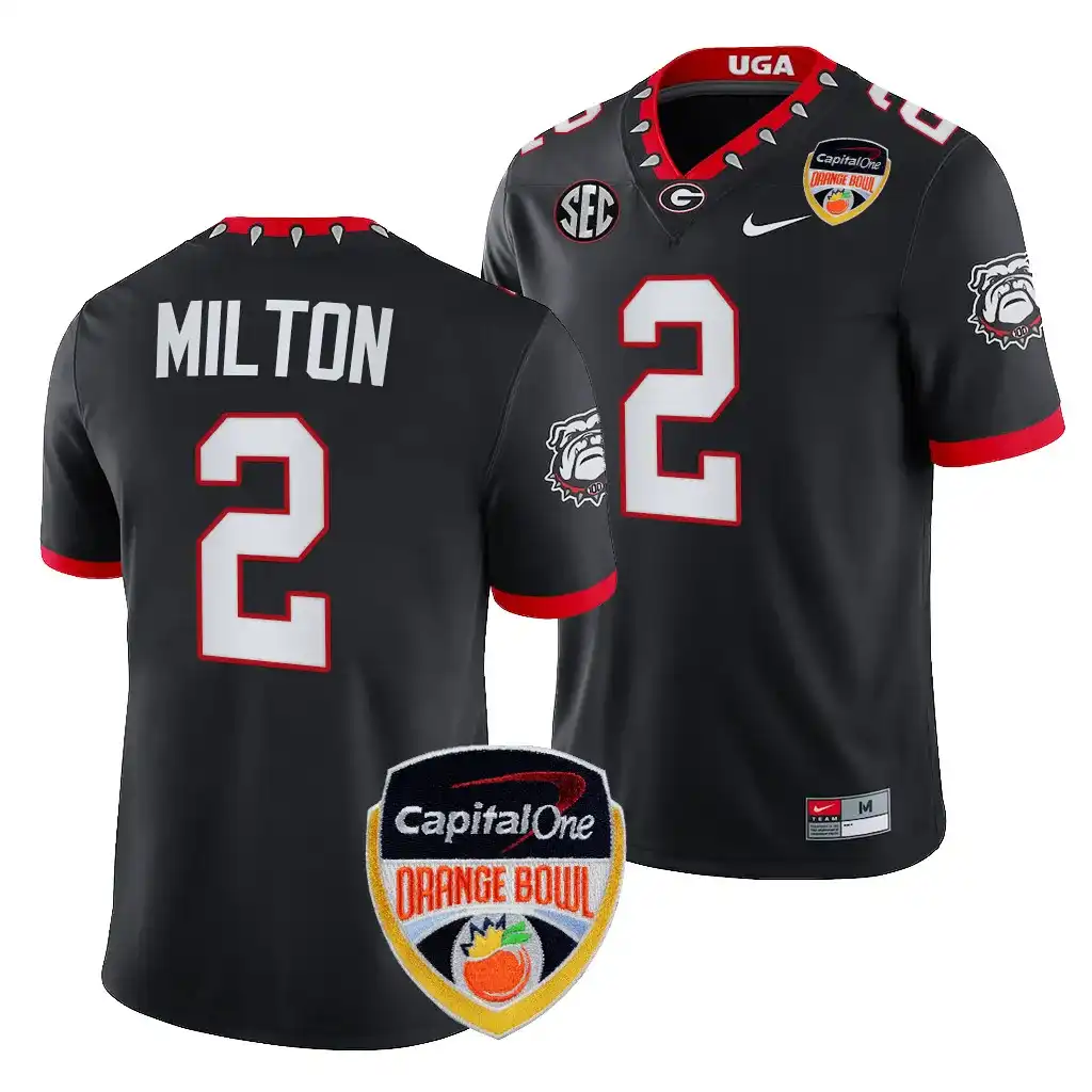 Men's Georgia Bulldogs #2 Kendall Milton 2023 Orange Bowl Playoff College Black Football Jersey 2410BZNH3