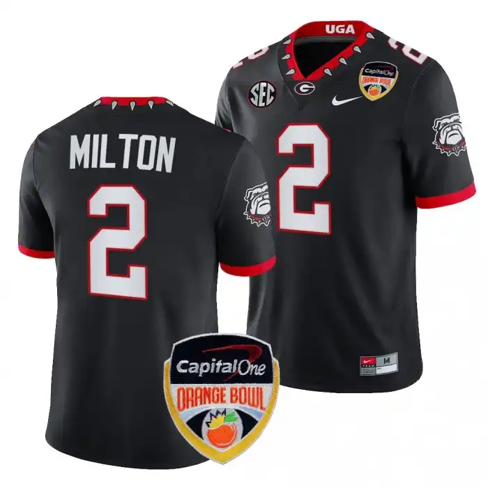 Men's Georgia Bulldogs #2 Kendall Milton 2023 Orange Bowl Playoff College Black Football Jersey 2410ZOJP3