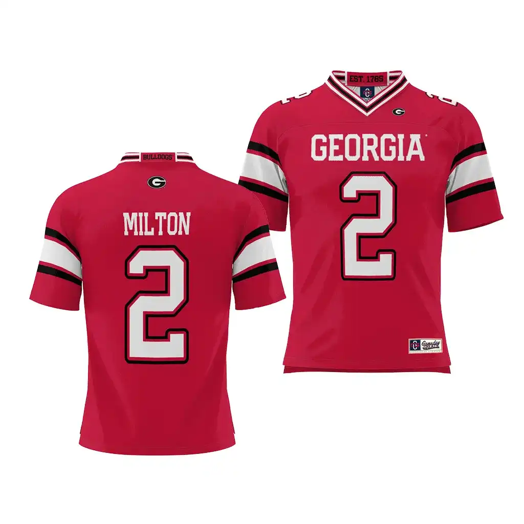 Men's Georgia Bulldogs #2 Kendall Milton NIL Red College Player Football Jersey 2410UCFE2