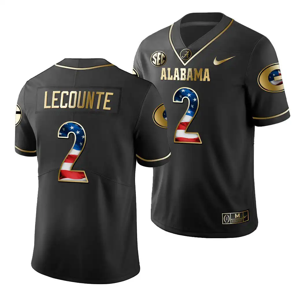 Men's Georgia Bulldogs #2 Richard LeCounte 2019 Black Golden Edition College Stars And Stripes Limited Football Jersey 2410KSGV8