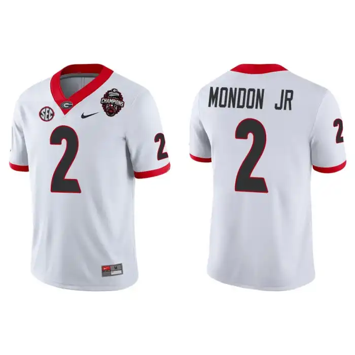 Men's Georgia Bulldogs #2 Smael Mondon Jr. Playoff Game College 2022 National Champions White Football Jersey 2410WZZM7