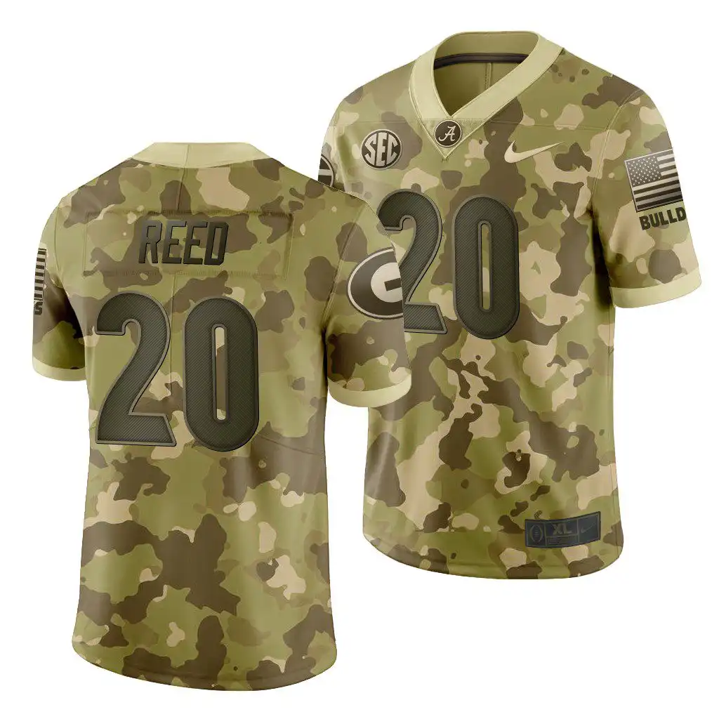 Men's Georgia Bulldogs #20 J.R. Reed Desert Camo Salute to Service College 2019 Football Jersey 2410XMDK5