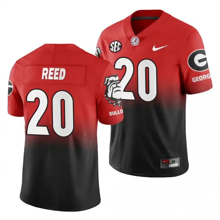 Men's Georgia Bulldogs #20 J.R. Reed Gradient Red College 2019 Color Crash Black Football Jersey 2410EFMW7