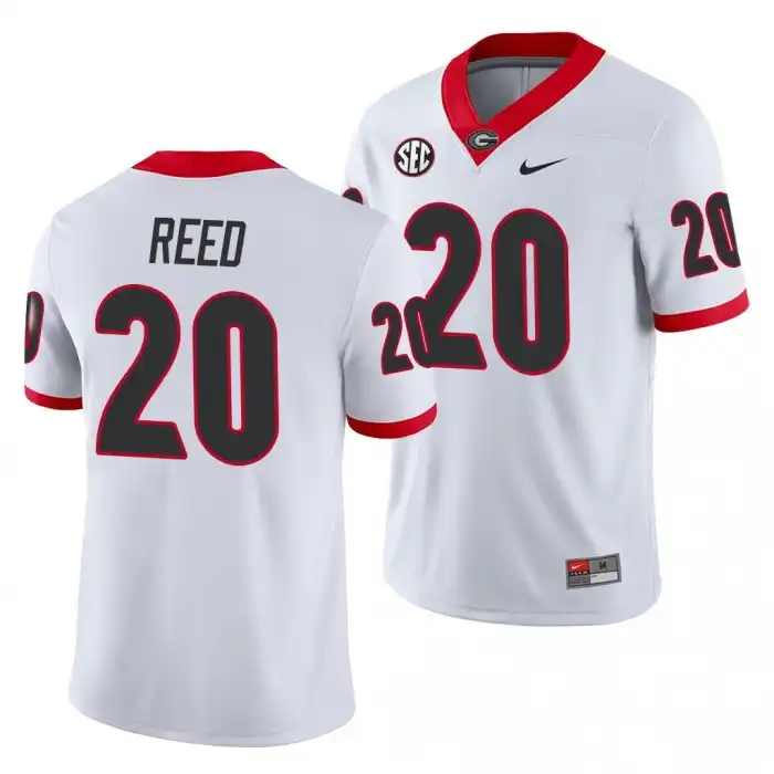 Men's Georgia Bulldogs #20 J.R. Reed White Game College Away Football Jersey 2410SZFQ3