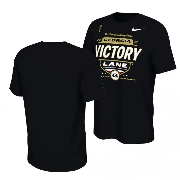 Men's Georgia Bulldogs 2021 National Champions Locker Room College CFP Black Football T-Shirt 2410LZGS1