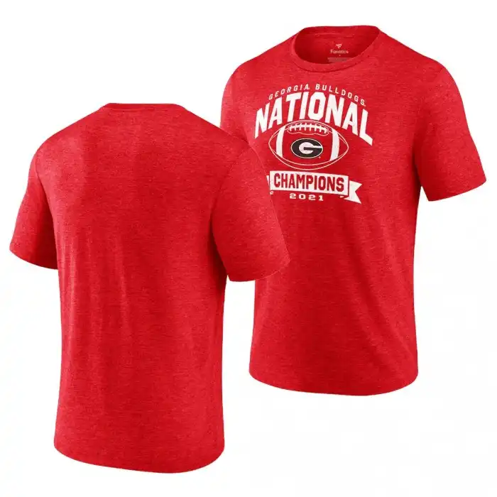 Men's Georgia Bulldogs 2021 National Champions Vintage College CFP Red Football T-Shirt 2410LIYG7