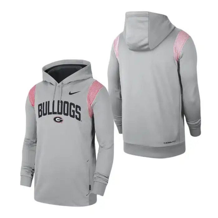 Men's Georgia Bulldogs 2022 Day Sideline Performance Pullover College Game Gray Football Hoodie 2410VYSV4