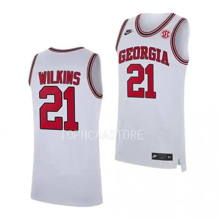 Men's Georgia Bulldogs #21 Dominique Wilkins White Replica College Alumni Basketball Jersey 2410DDGM8