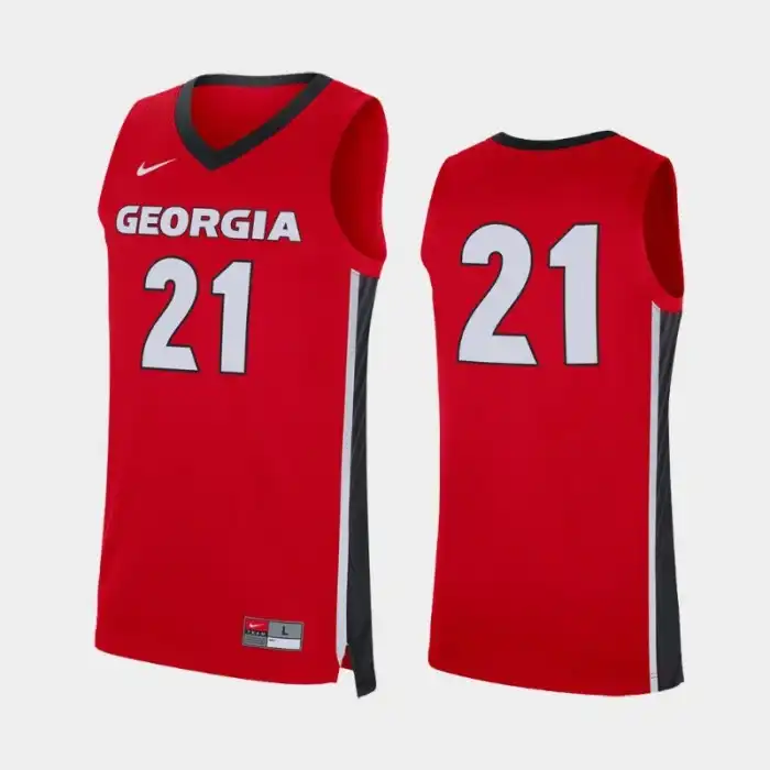 Men's Georgia Bulldogs #21 Number Replica College Red Basketball Jersey 2410UWPC2