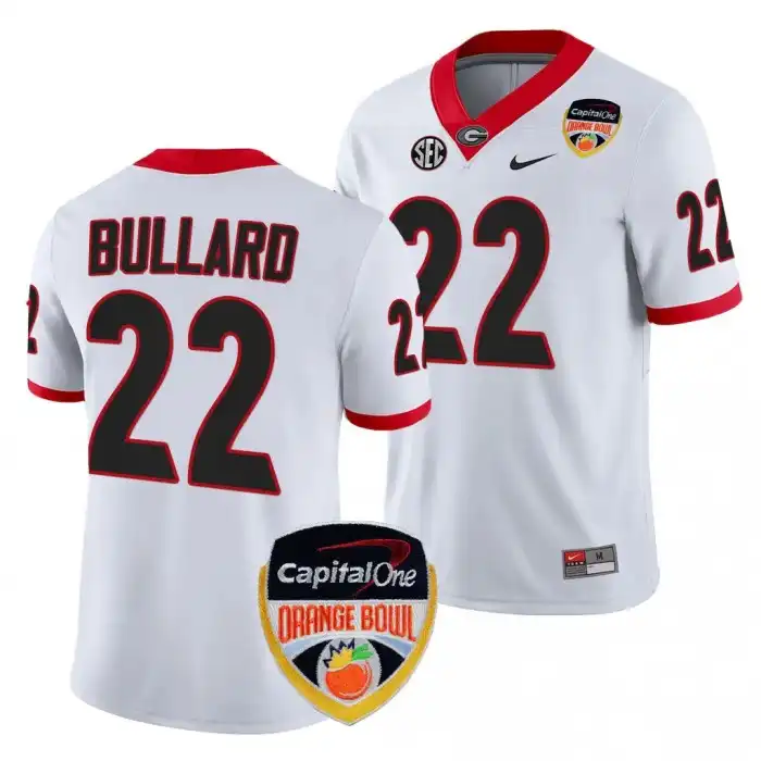 Men's Georgia Bulldogs #22 Javon Bullard 2023 Orange Bowl Playoff Shirt College White Football Jersey 2410CBMS2