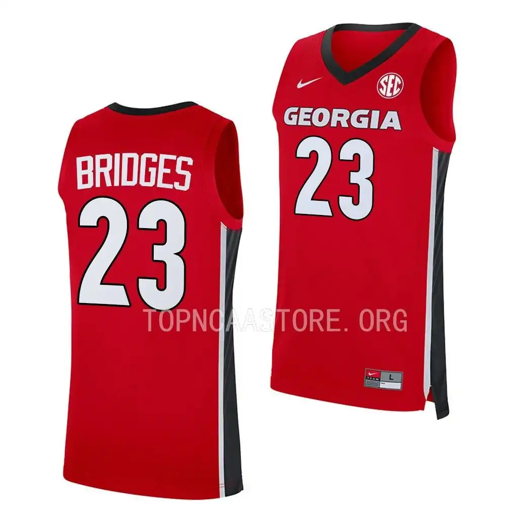 Men's Georgia Bulldogs #23 Braelen Bridges Red 2022-23 College Replica Away Basketball Jersey 2410LQGI3