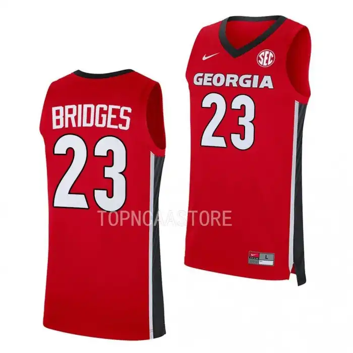 Men's Georgia Bulldogs #23 Braelen Bridges Red 2022-23 College Replica Away Basketball Jersey 2410QCDA0