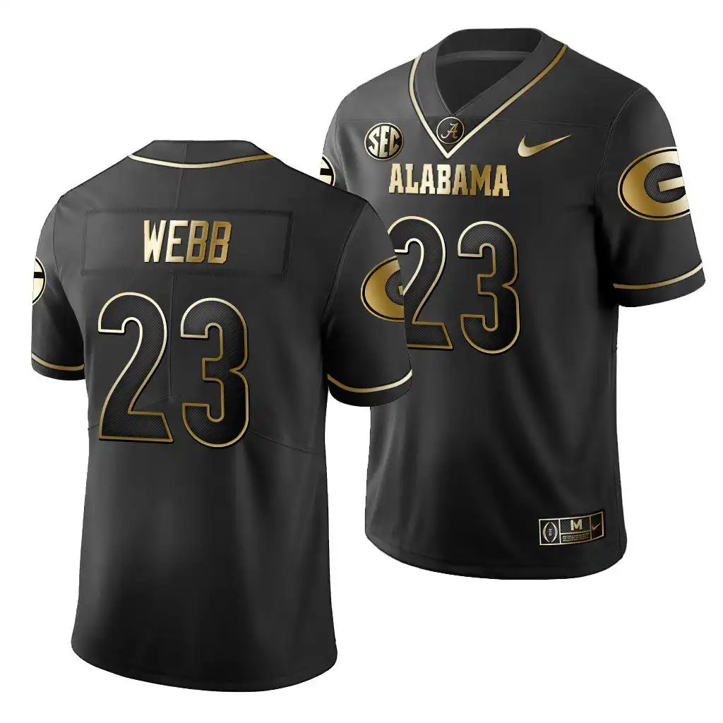 Men's Georgia Bulldogs #23 Mark Webb 2019 Limited College Black Golden Edition Football Jersey 2410NQFK3