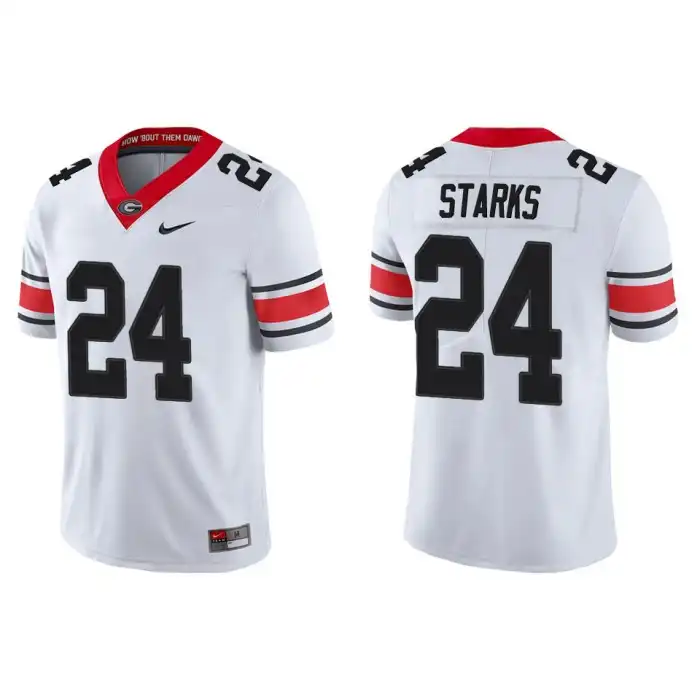 Men's Georgia Bulldogs #24 Malaki Starks Alternate White College Game Football Jersey 2410GAEZ7