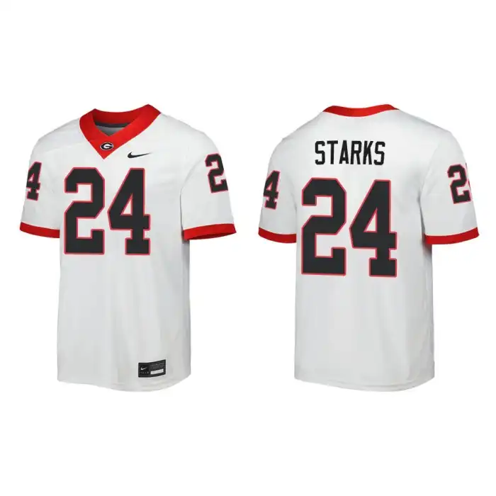 Men's Georgia Bulldogs #24 Malaki Starks Away White College Game Football Jersey 2410PNFQ7