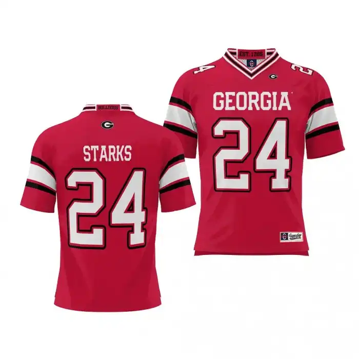 Men's Georgia Bulldogs #24 Malaki Starks NIL Red College Player Football Jersey 2410OXFI6