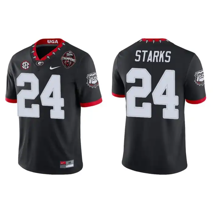 Men's Georgia Bulldogs #24 Malaki Starks Playoff Game College 2022 National Champions Black Football Jersey 2410CTJX8