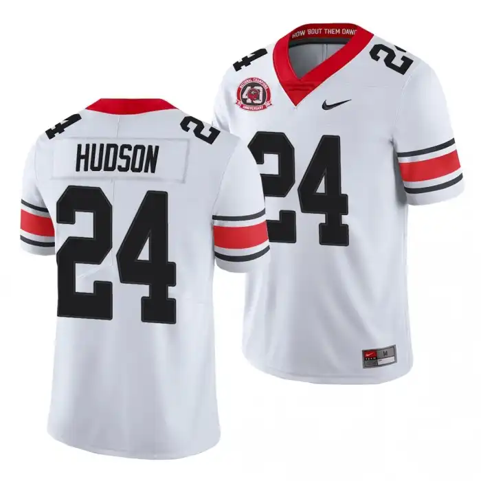 Men's Georgia Bulldogs #24 Prather Hudson 40th Anniversary White College Alternate Football Jersey 2410LPIT1